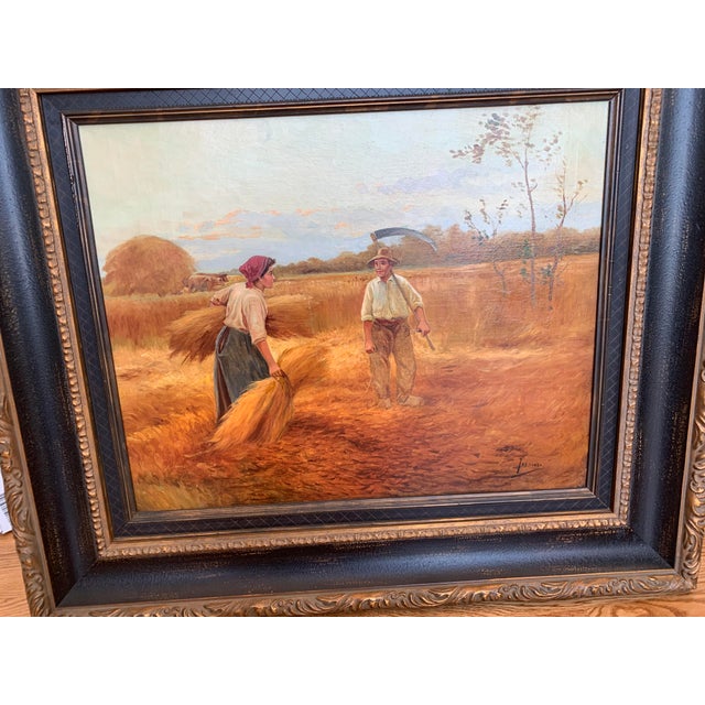 Gold Early 20th Century Figurative Landscape Oil Painting by Jose Maria Jardines, Framed For Sale - Image 8 of 10