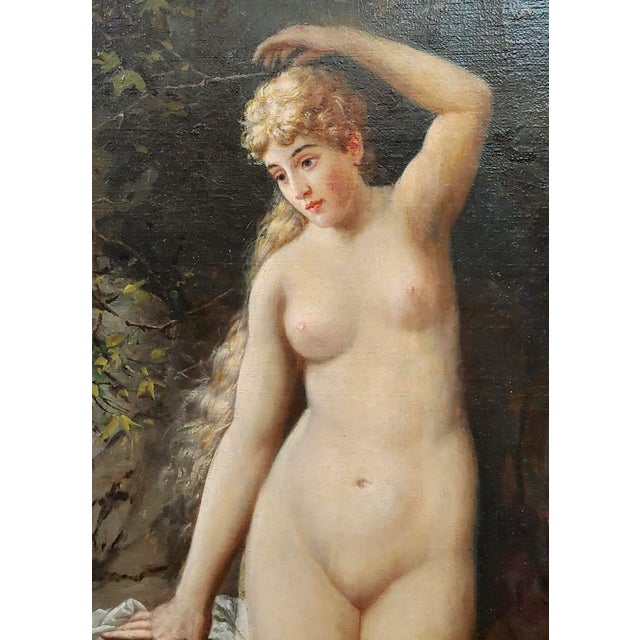 Portraiture Charles Grant Beauregard -Nude Female in the Outdoors-19th Century Oil Painting For Sale - Image 3 of 11