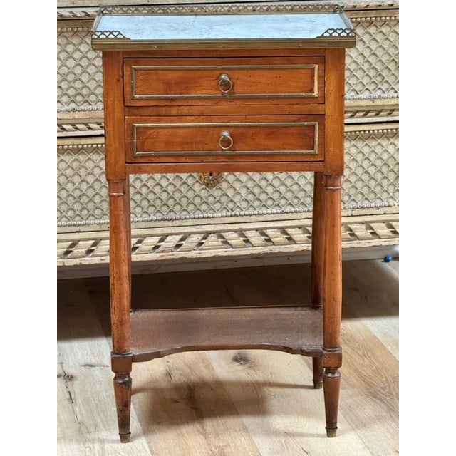 Early 19th Century Bedside Table, French Directoire Marble-Top Circa 1800 For Sale - Image 5 of 7