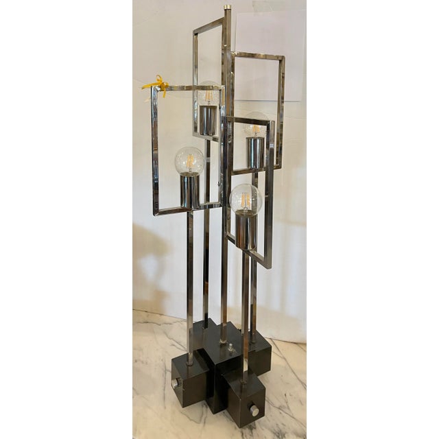 Mid-Century Modern Mid Century Modern Architectural Chrome 4 Light Chrome Table Lamp For Sale - Image 3 of 5