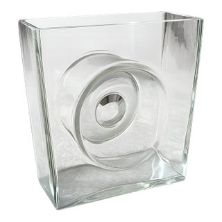 Mid-Century Modern Christian Tortu Clear Hand-Blown Glass "Diabolo" Vase For Sale