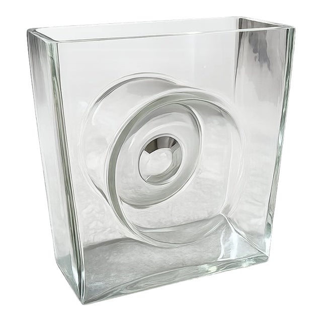 Mid-Century Modern Christian Tortu Clear Hand-Blown Glass "Diabolo" Vase For Sale