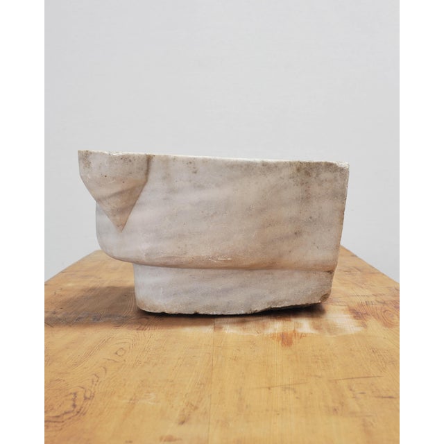 Large 19th Century European Carved Carrara Marble Mortar Basin For Sale - Image 9 of 18
