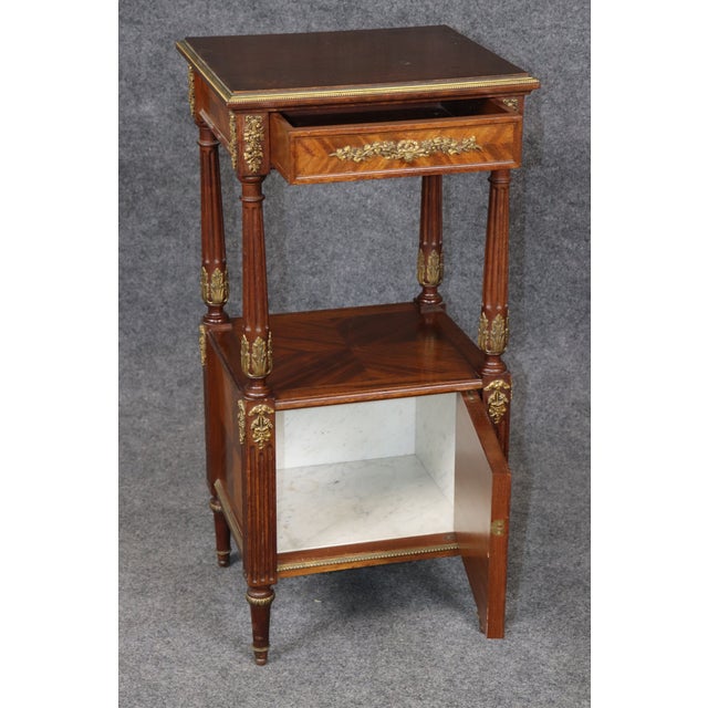 Late 19th Century Pair 19th C. French Louis XVI Style Bronze Mounted Nightstands For Sale - Image 5 of 10