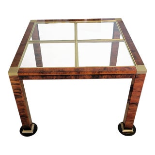 Authentic 1977 Mastercraft Acid-Etched Brass and Glass Side Table (Patent Pending Era) For Sale
