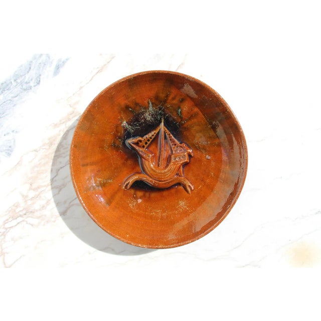 19th Century Rare Portuguese Palissy Ware Wall Plate Depicting a Caravel For Sale - Image 13 of 13