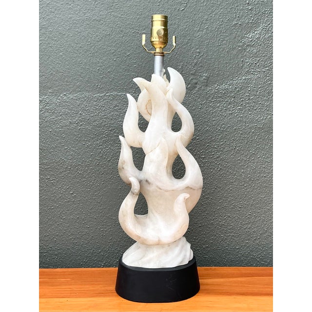 Late 20th Century Vintage Abstract Carved Stone Lamp For Sale - Image 5 of 12