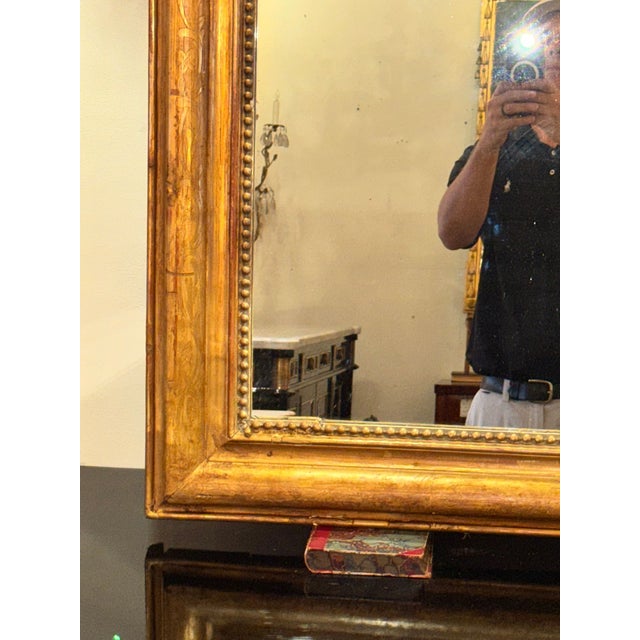 Traditional Large 19th C. French Louis Philippe Giltwood Floral Mirror For Sale - Image 3 of 4