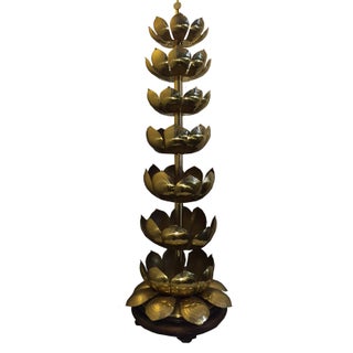 Vintage Brass Lotus Lamp Attributed to Feldman For Sale