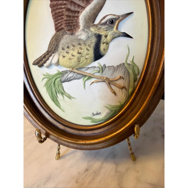 Mid-Century Modern 1950s Boehm Porcelain Fledgling Wall Art Bas-Relief Oval Frame For Sale - Image 3 of 9
