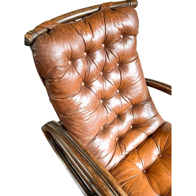 Vintage Bamboo and Leather Chair, 1970s For Sale - Image 11 of 17