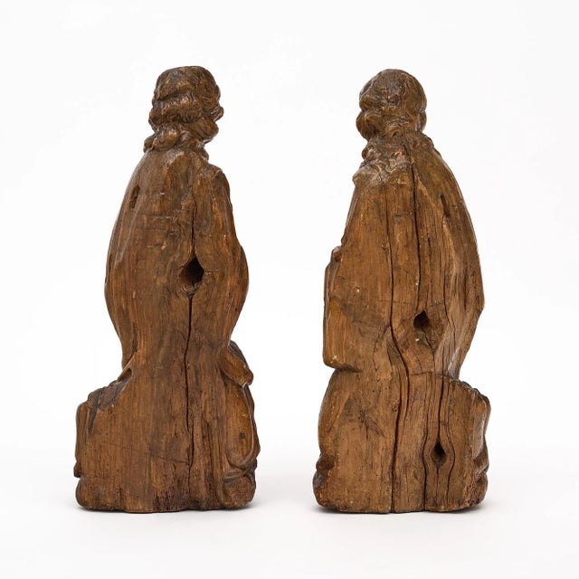 French French Antique Oak Statues - Set of 2 For Sale - Image 3 of 10