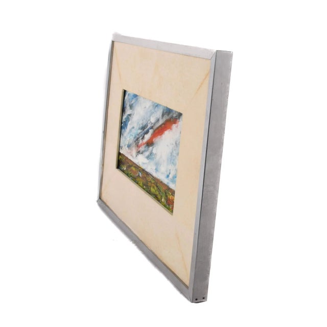 Late 20th Century Framed Signed J. Akston "Skyburst, 1974" Acrylic on Paper For Sale - Image 5 of 10