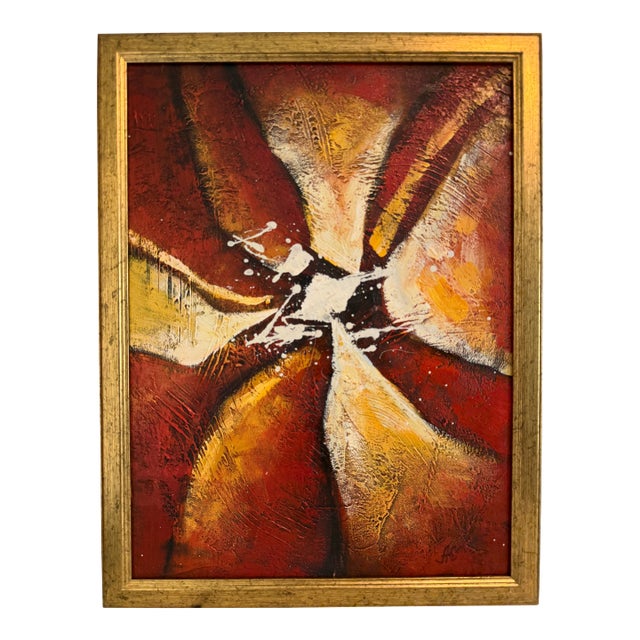 Original Abstract Oil Painting “Radiant Core” by Alena Kalen Framed Modern Art For Sale