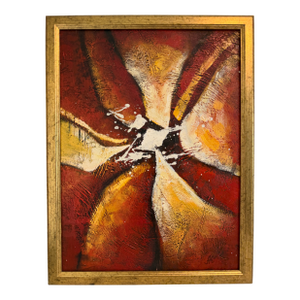Original Abstract Oil Painting “Radiant Core” by Alena Kalen Framed Modern Art