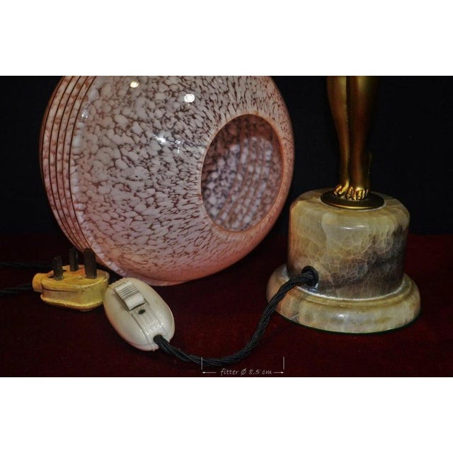 Art Deco French Figural Dancer Table Lamp with Glass Globe, 1930 For Sale - Image 11 of 18