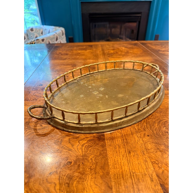 Vintage Brass Bamboo Tray For Sale - Image 12 of 13