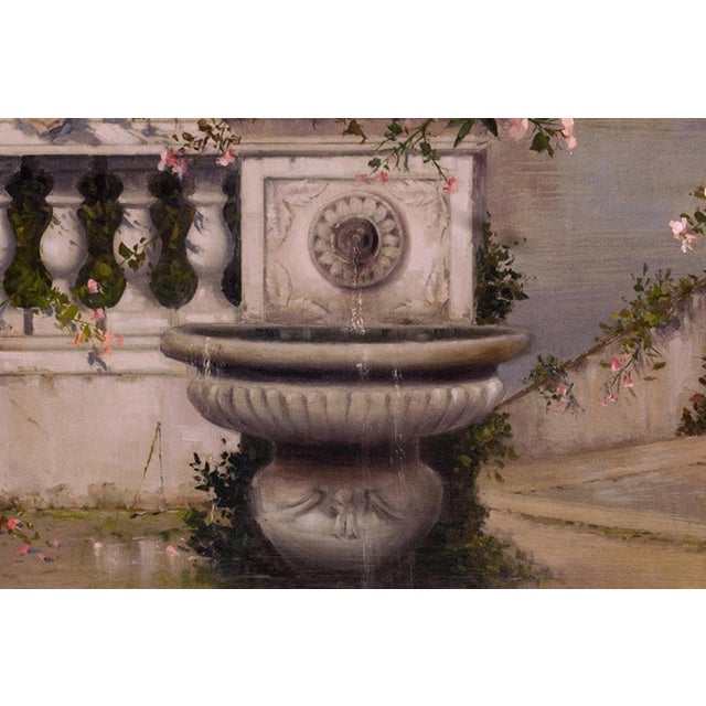 Antonio Celli, Lush Garden with a View of St. Peter's Basilica, Oil on Canvas For Sale - Image 3 of 6
