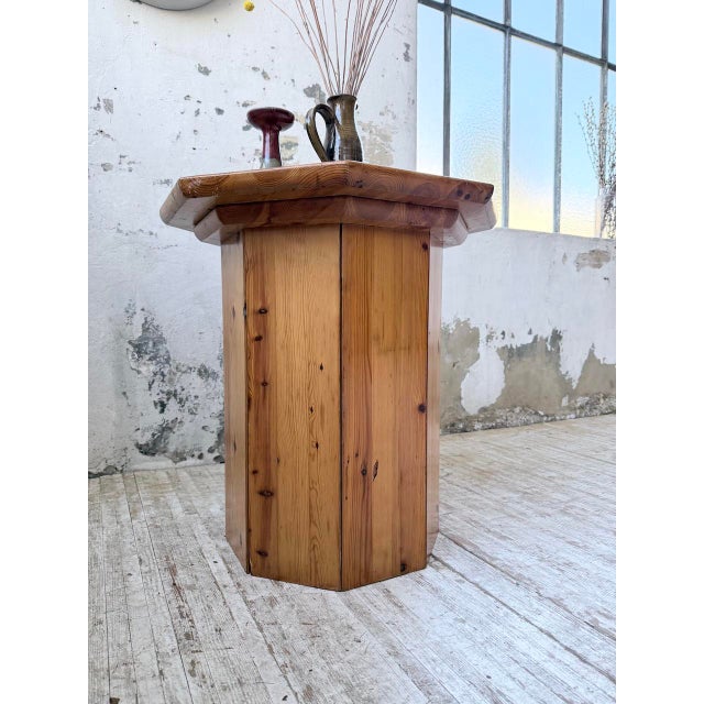 Hexagonal Pine Console Table from Regain, 1970s For Sale - Image 16 of 18