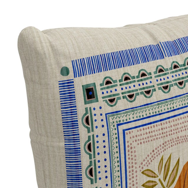 Spritely Home 20" Pillow with Feather Insert in Fauna Blue For Sale - Image 4 of 5