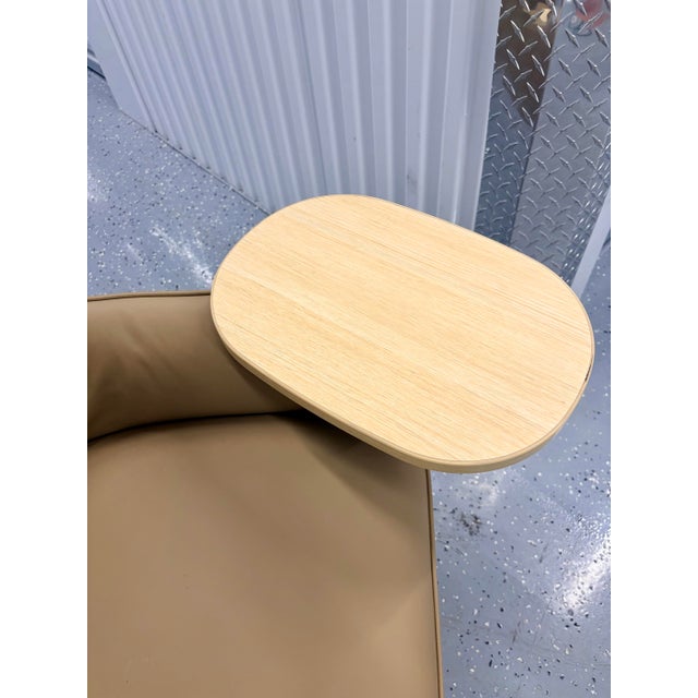 Wood Bernhardt Jackson Leather Mobile Lounge Chair For Sale - Image 7 of 8