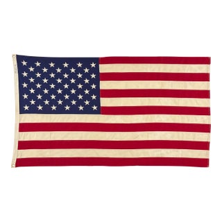 Vintage Cotton American Flag With Sewn Stars For Sale