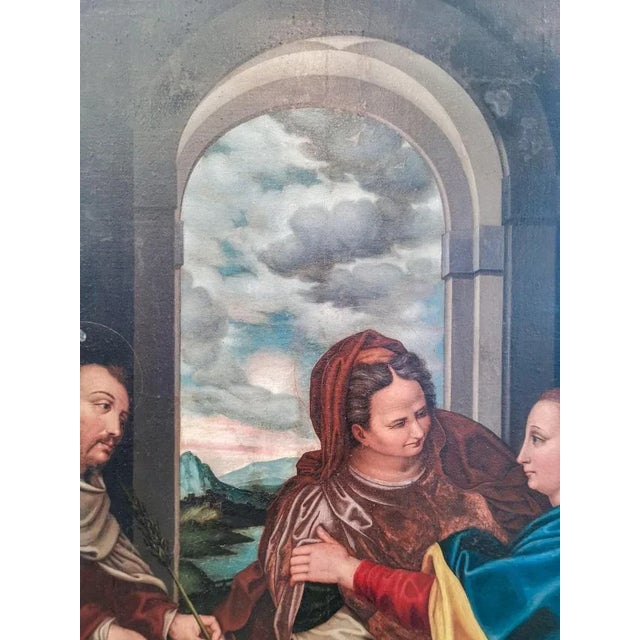 Lombard School Artist, Visitation of Mary, 16th Century, Oil on Canvas For Sale - Image 6 of 13