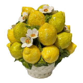 Italian Porcelain Lemon Basket For Sale