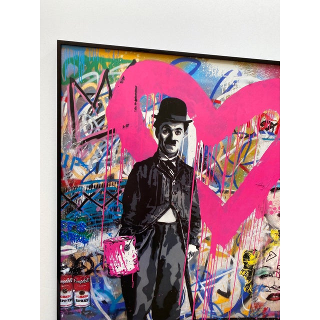 Various Artists Mr. Brainwash " Charlie Chaplin New York " Lithograph Print Framed Pop Art Exhibition Poster For Sale - Image 4 of 13