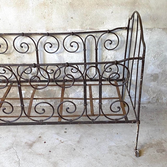 Brown Vintage Wrought Iron Bench, 1950s For Sale - Image 8 of 9