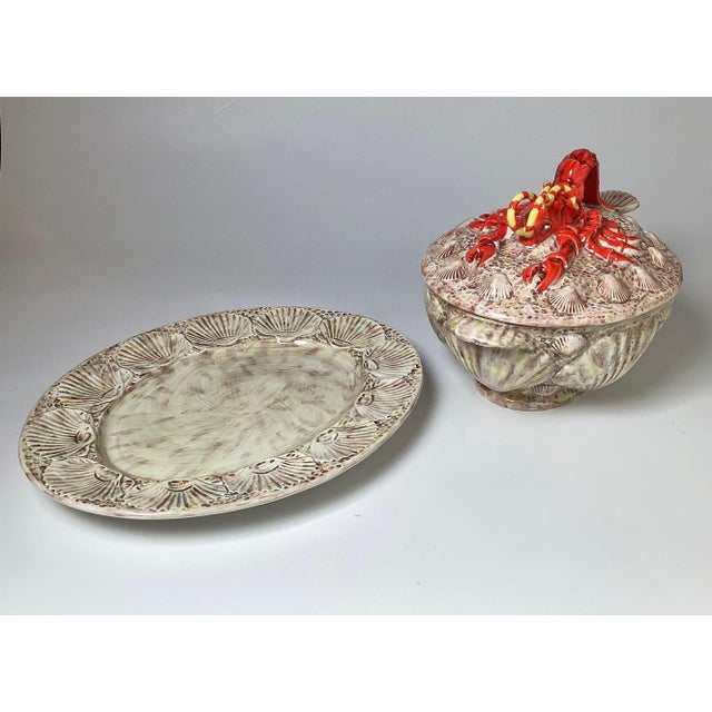 1960's Italian Hand Painted Lobster Soup Tureen with Underplate For Sale - Image 12 of 12