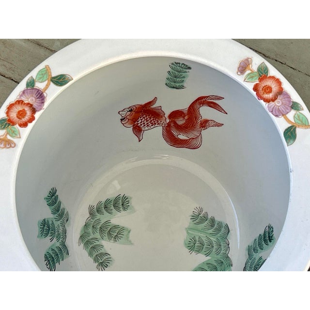 Blue 1970s Porcelain Fishbowl Planters - A Pair For Sale - Image 8 of 10