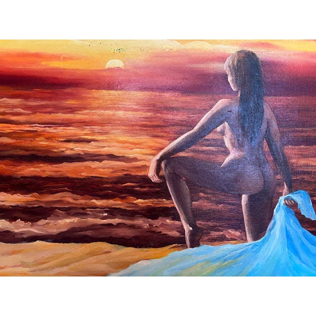 Sunset Contemplation – Original Oil Painting by Unknown Artist, Portrait For Sale - Image 9 of 10