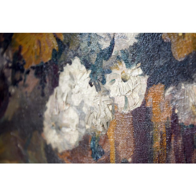 Traditional Antique Beautiful Floral Oil Painting 20th Century Florals For Sale - Image 3 of 7