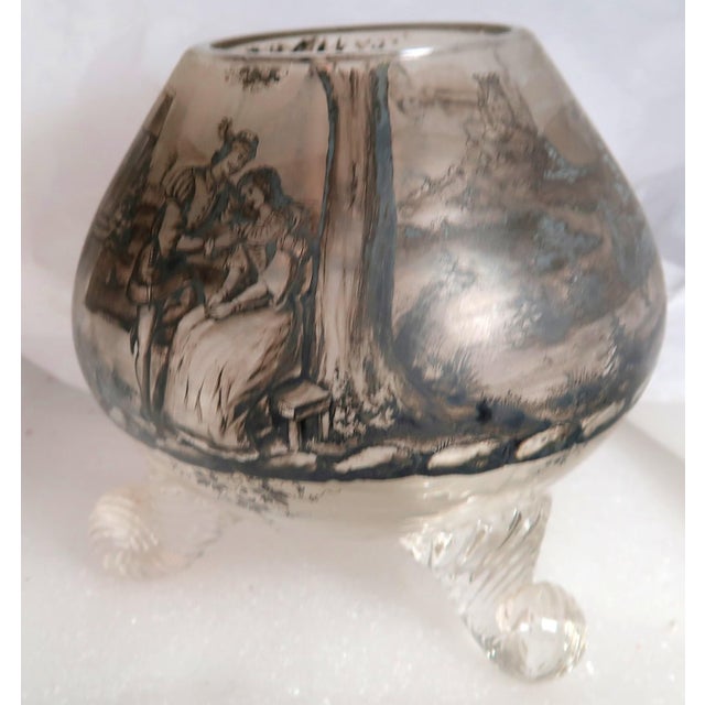 1900 - 1909 Black Enamel Footed Glass Vase, Fine Quality, in the Style of Lobmeyr and Schwartzlot, Circa 1900 For Sale - Image 5 of 16