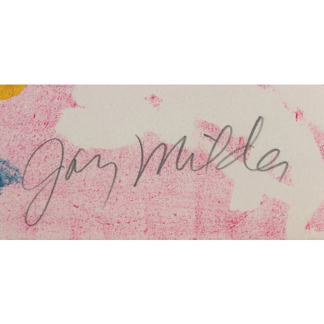 A colorful and vibrant lithograph by the American artist Jay Milder that is titled "Space Scope". It is signed and...