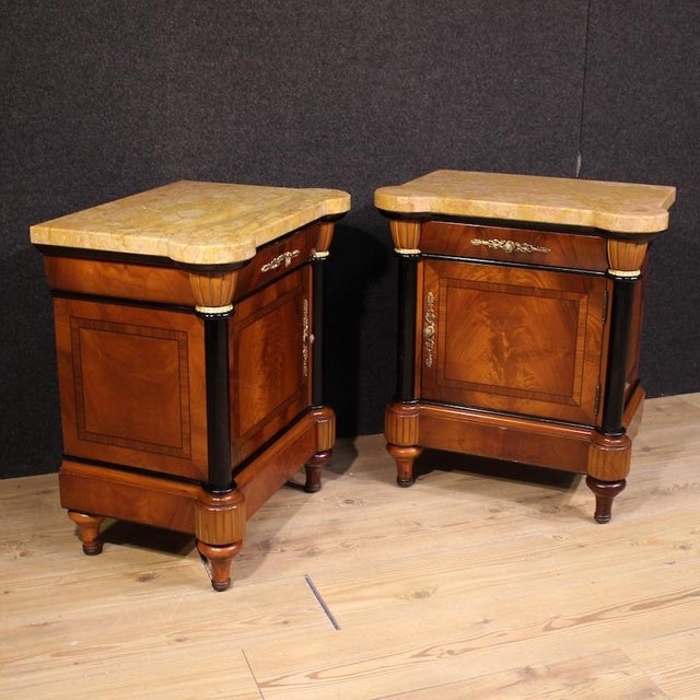 20th-Century Italian Bedside Tables with Marble Top, 1970s, Set of 2 For Sale - Image 11 of 13