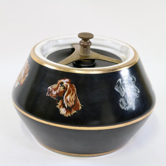 Mid-Century Modern Vintage Mid-Century English Denby Cross Keys Sporting Dog Ceramic Tobacco Humidor Jar For Sale - Image 3 of 16