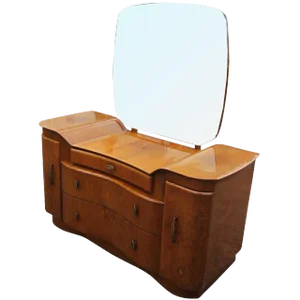Art Deco Mahogany Vanity Dresser With Mirror