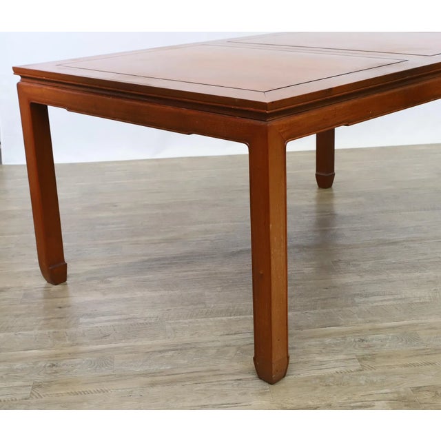 Mid 20th Century George Zee & Co. Anglo-Chinese Teak Extendable Dining Table & 8 Horseshoe Back Chairs - Set of 9 For Sale - Image 10 of 12