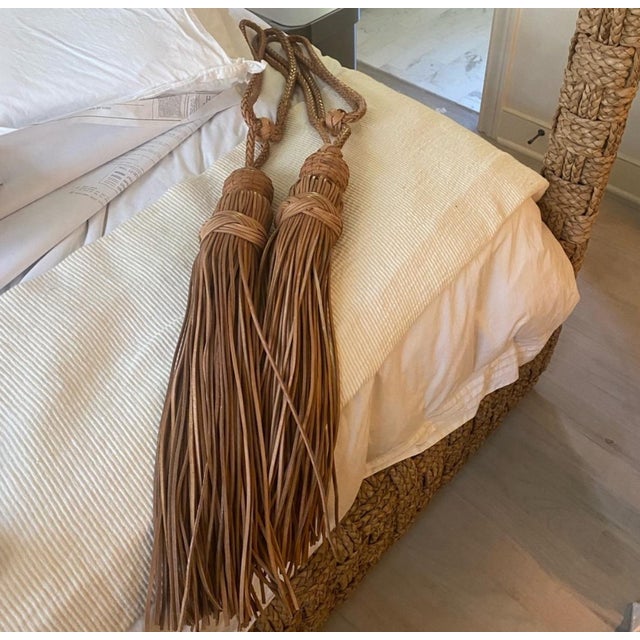 2010s Extra Large Leather Tassel Tie Backs For Sale - Image 5 of 6