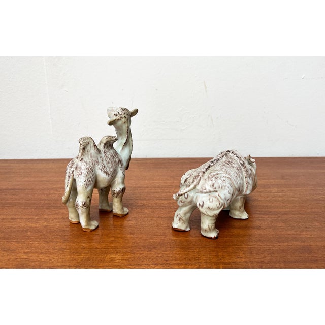 German Studio Pottery Camel and Rhino Figures from Hamelner Töpferei, 1970s, Set of 2 For Sale - Image 9 of 18