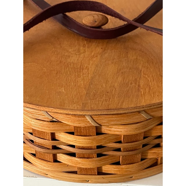 Contemporary Vintage Round Pie Basket With Lid Signed For Sale - Image 3 of 4