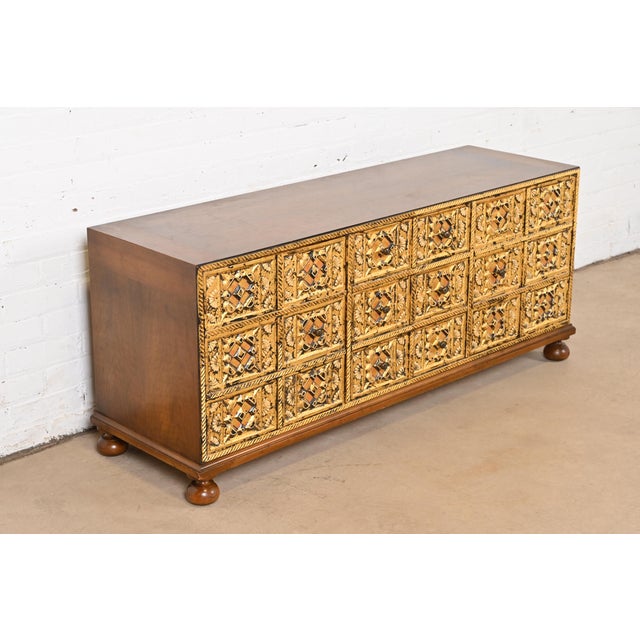 John Widdicomb John Widdicomb Mediterranean Treasure Chest Low Credenza, 1960s For Sale - Image 4 of 12