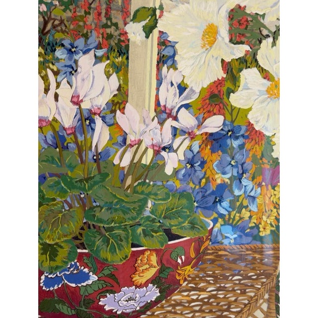 Blue Late 20th Century John Powell “Cottage Garden” Signed Limited Edition Serigraph, Professionally Custom Framed For Sale - Image 8 of 12
