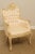 1940s French Louis XV Style Vintage Pair Cream Painted Tufted Fire Side Chairs For Sale - Image 5 of 13