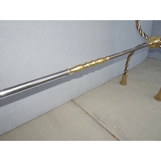 Vintage Brass Chrome Tasseled Twist Rope Sofa Side Table - Hollywood Regency For Sale - Image 9 of 12