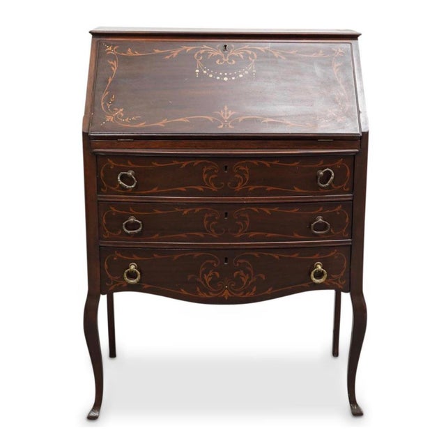 Antique French Marquetry Secretaire Desk For Sale - Image 13 of 13