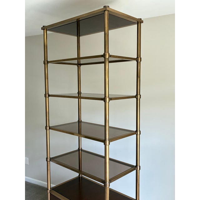 Late 20th Century Laura Kirar for Baker Modern Brass and Wood Frazier Etagere For Sale - Image 9 of 12