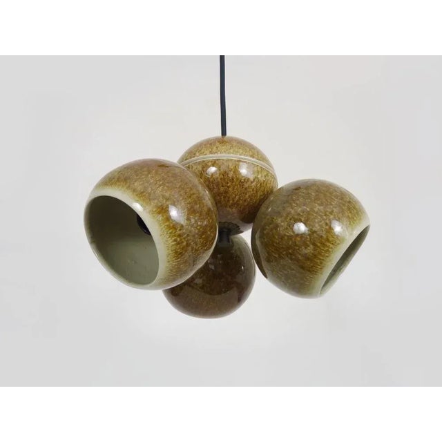 Vintage Italian Chandelier with Three Ball Lights in Glazed Sandstone from Stilnovo, 1960s For Sale - Image 6 of 10